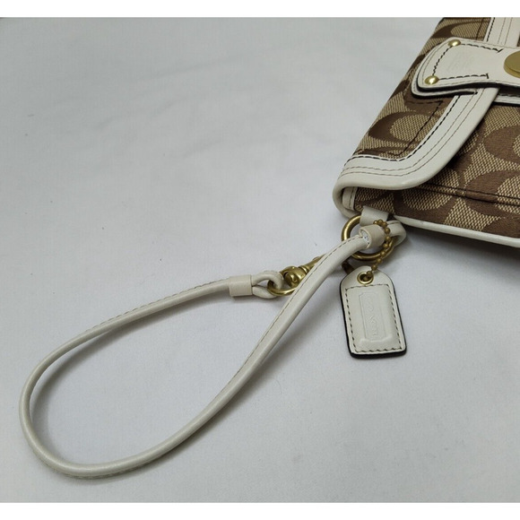 Coach Gigi Signature Brown Canvas Turnlock 65th Ann. Wristlet - Coin Wallet - Picture 8 of 13